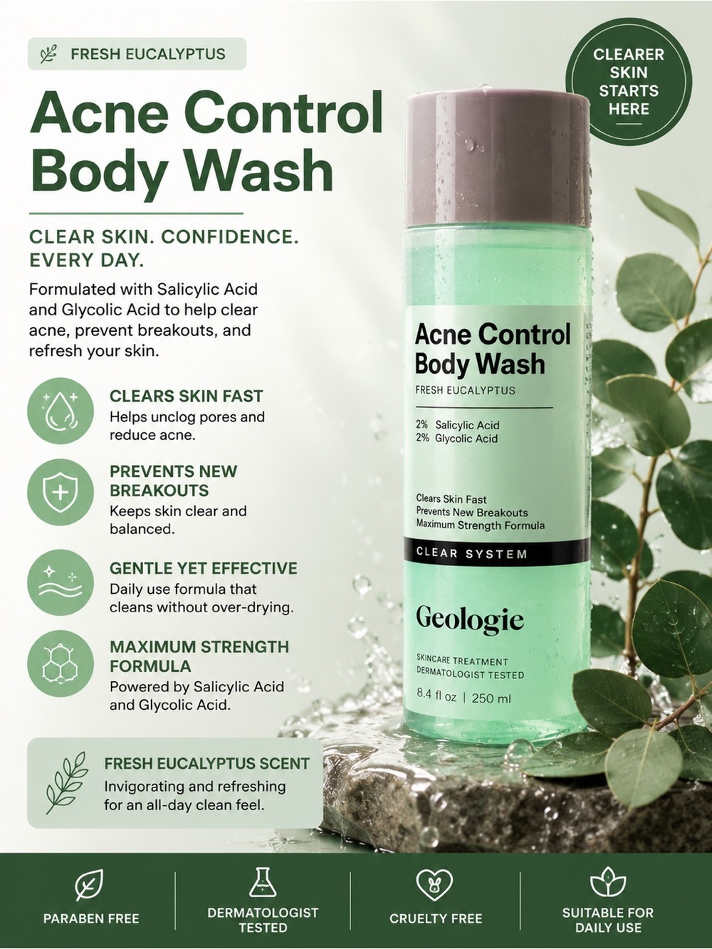 Acne Control Body Wash - Green